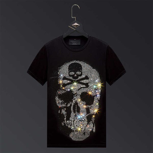 

drill t-shirt men's short sleeve skull trend compassionate spirit guy large casual men's half sleeve mercerized cotton, White;black