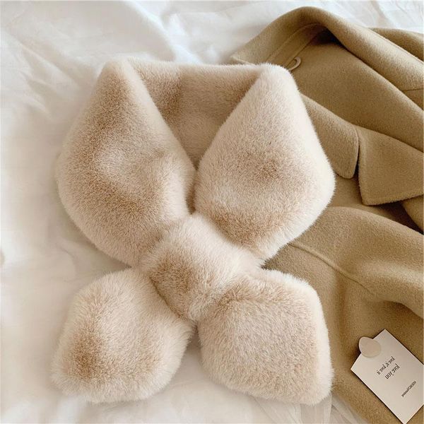 

scarves fake fur collar scarf women keep warm thickening sjaal colorful cross winter autumn, Blue;gray