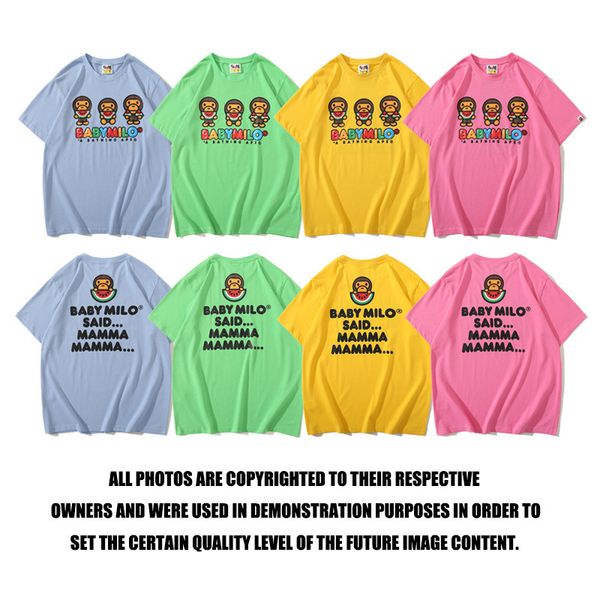 

ape head casual men and women watermelon monkey t-shirt round neck couple youth short sleeve, White