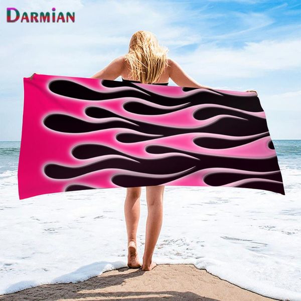

towel darmian harajuku style flame printed beach quick-drying sport swimming microfiber bath hand face towels portable