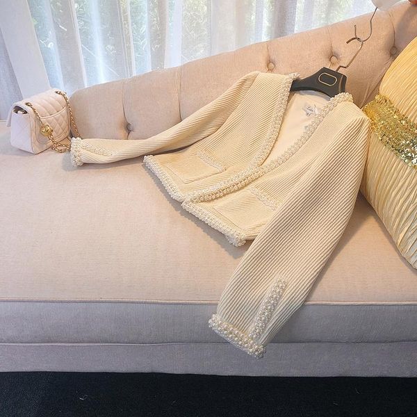 

women's jackets brand fashion women high luxury autumn elegant ladies white pearl temperament short coat, Black;brown