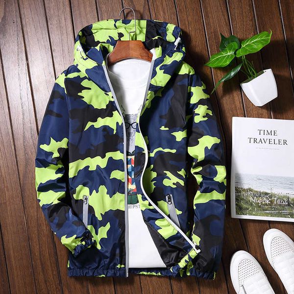 

autumn 2021 camouflage hooded coat outdoor men's casual thin jacket, Black;brown