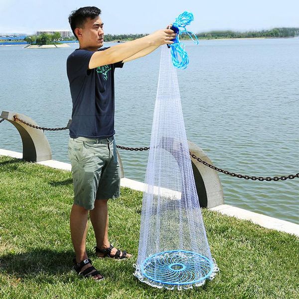 

fishing accessories lawaia landing net automatic monofilament blue ring type hand throwing casting tool iron steel sinker