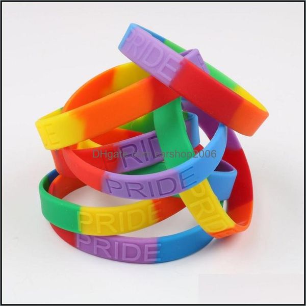 

jelly, glow jewelrygay bracelet rubber rainbow flag wristband lgbt sports sile bangle lesbian pride wristlet bracelets party jewelry drop de, Black