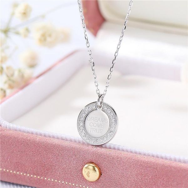 

chains vsc23 english letter dream come ture pendant necklace sterling silver necklaces 925 for women