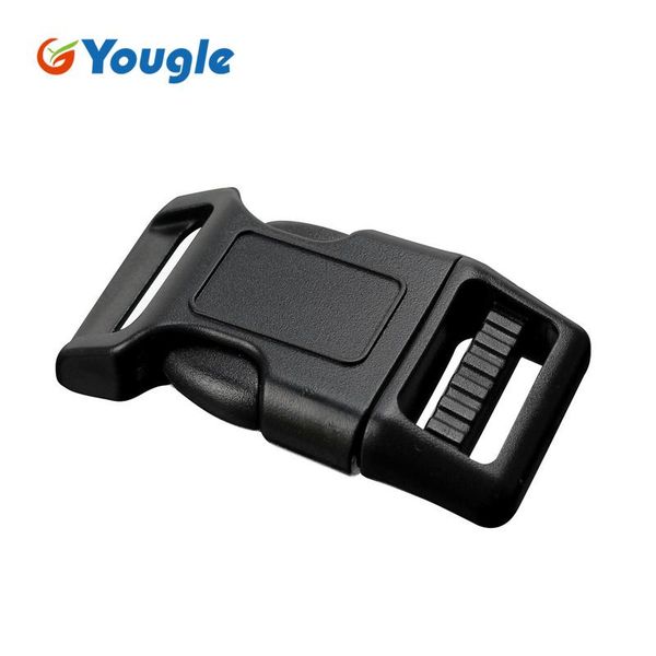 

outdoor gadgets yougle 50pcs/lot contoured curved plastic side release black buckles for 15 20 25 38mm paracord survival bracelets