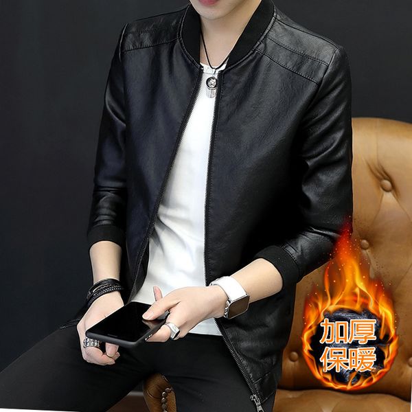 

new autumn motorcycle leather jacket male leather jacket plus size black brown mens stand collar coats biker jackets