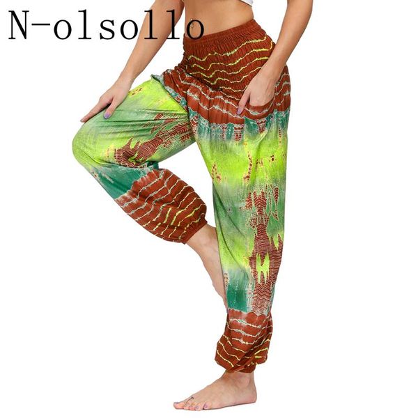 

women's pants & capris n-olsollo retro vintage tie-dyed summer trousers 2021 fashoin wide leg gymn bodybuilding jogger gymnastics capri, Black;white