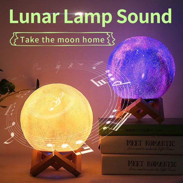 

bluetooth speakers wireless lunar lamp sound colorful novel interesting 16 color remote control led