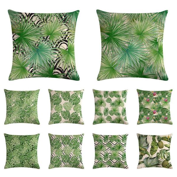 

cushion/decorative pillow tropical banana leaf pattern cushion cover green linen car chair sofa home decoration case 45x45cm