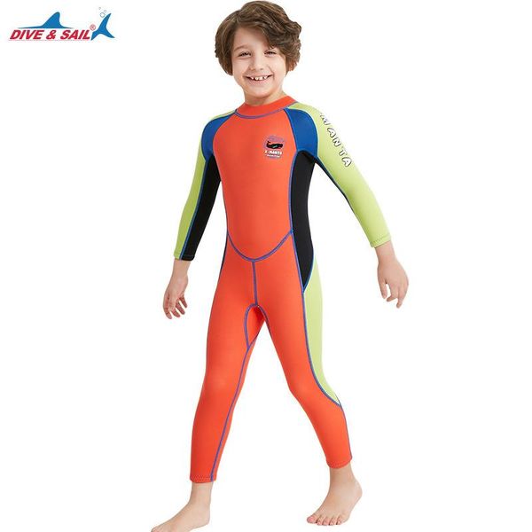 

one-piece suits body wetsuit keep warm long sleeves uv protection neoprene diving swimwear for surfing snorkeling swimming suit children ful