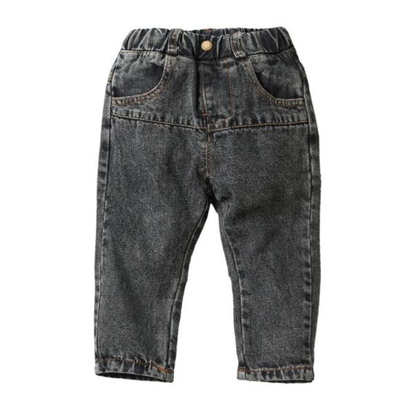 

jeans 2021 autumn kids pants korean casual long black/blue elastic waist cotton denim 1-7yrs boys toddler clothes