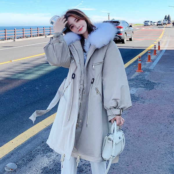 

30 woman winter loose coat 2021 send overcome long fund overknee cotton-padded jacket student thickening cotton-padded clothes, Black
