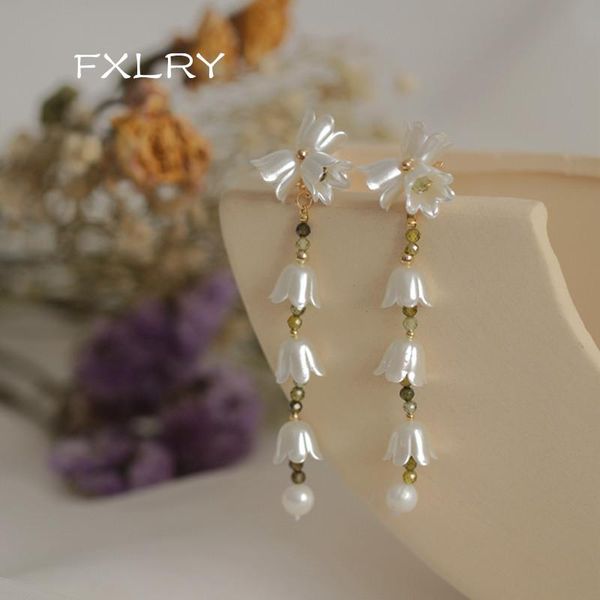 

dangle & chandelier fxlry original handmade exquisite lily of the valley flower long earrings for women jewelry, Silver