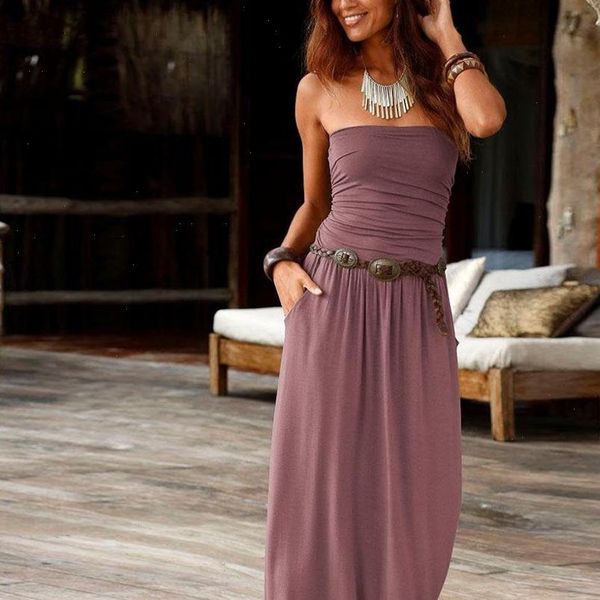 

ropa mujer womens vestidos verao bandeau holiday off shoulder long dress ladies summer solid i bodycon dress vestidos femininos, Black;gray