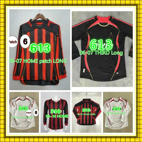 

91 92 van basten savicevic mens retro soccer jerseys 03 07 gattuso inzaghi maldini kaka redondo rui costa home long football shirt uniforms, Black;yellow