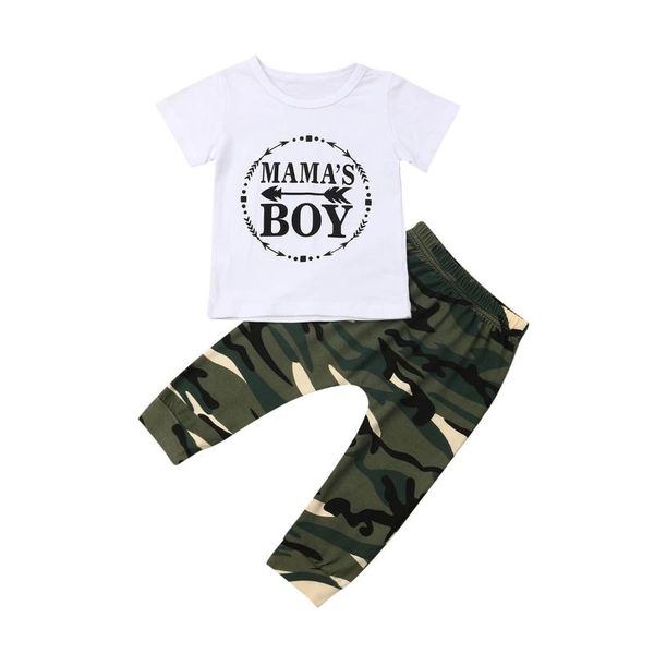 

clothing sets summer est fashion born baby boy clothes cotton letters t-shirt camouflage pants 2pcs outfits, White