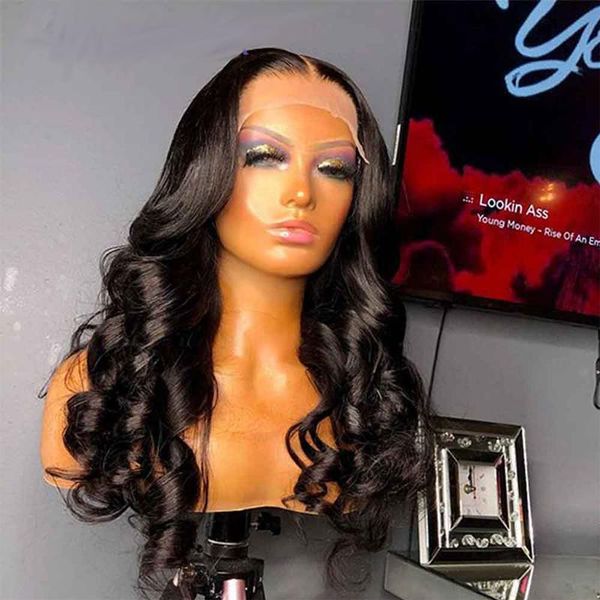 

synthetic wigs black color water wave lace front for women natural hairline cosplay wig daily
