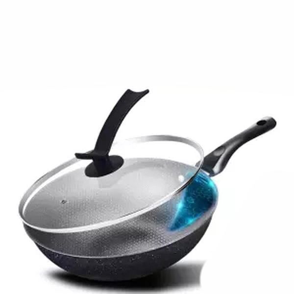 

wok non-stick pan household wok less oil smoke iron pot induction cooker gas universal kitchen pot frying cast iron