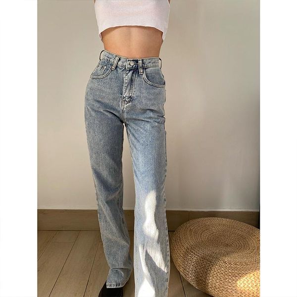 

women's jeans women high waist trousers for female streetwear baggy mom jean vintage clothes flared, Blue