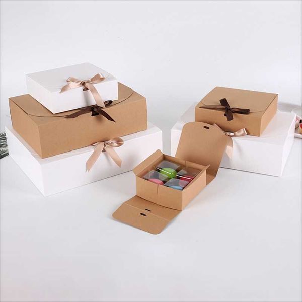 

gift wrap box flip kraft paper pastry bow macaron combination packaging valentine's day and tanabata packing