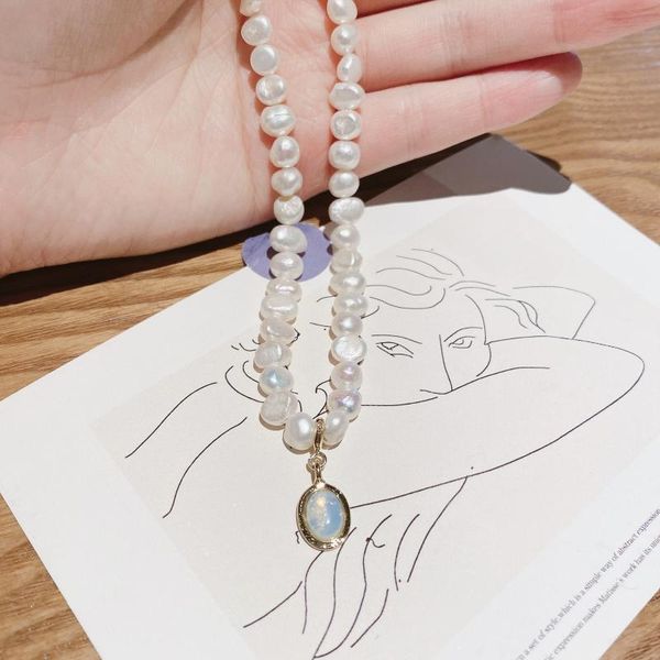 

chains ruiyi freshwater pearl necklace baroque gold plated vintage style clavicle chain(zx0012500), Silver