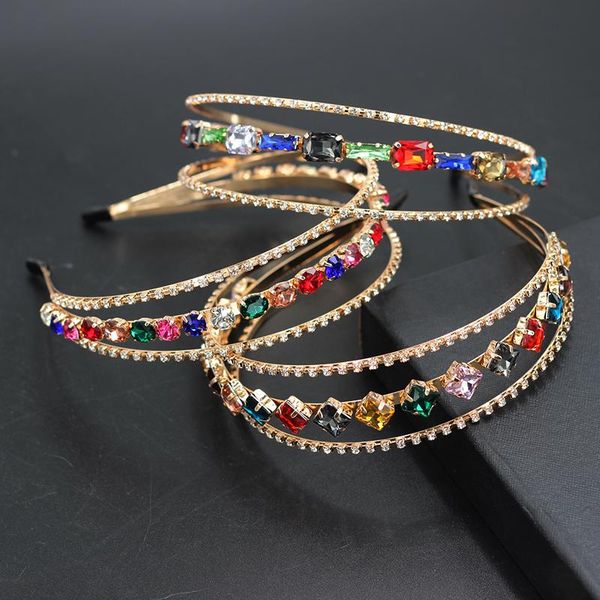

hair clips & barrettes simple metal three-layer rhinestone women's headband personality pattern catwalk life accessories 748, Golden;silver
