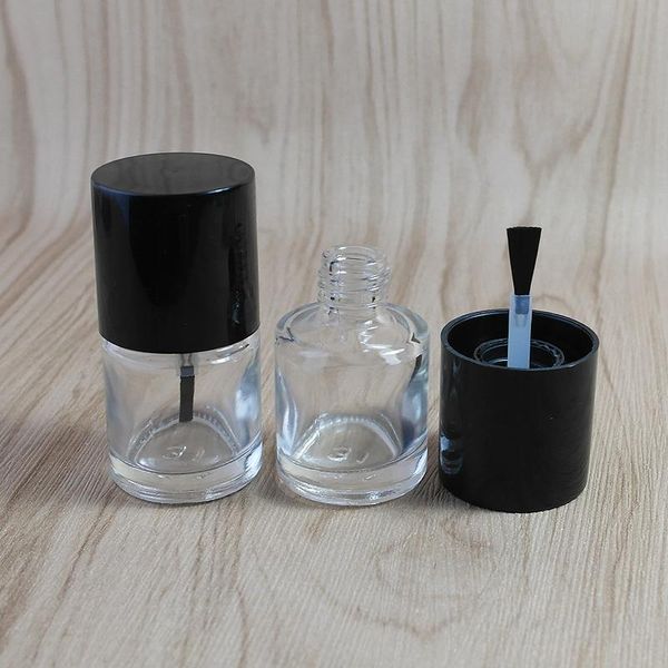 

storage bottles & jars 50pcs/lot 10ml empty nail polish bottle w/ brushes mini glass transparent enamel with black cap