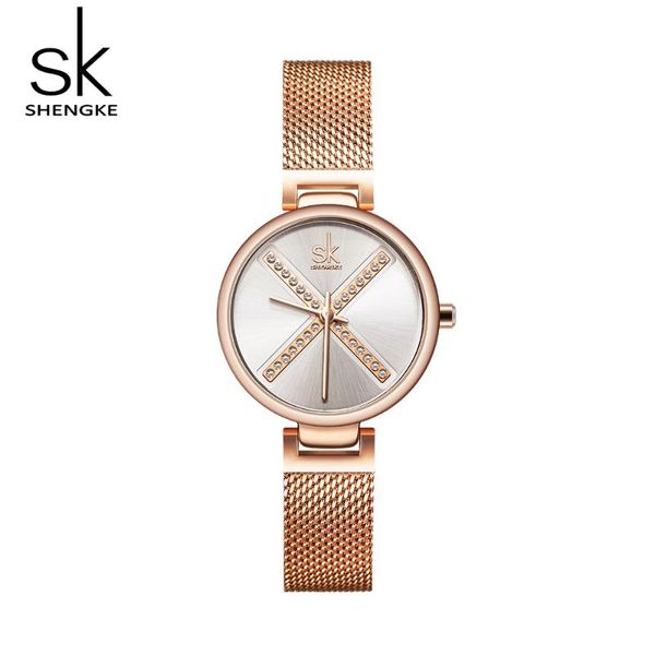 

wristwatches sk women watches gold quartz ladies wrist fashion stainless steel clock female watch relogio feminino 2021, Slivery;brown