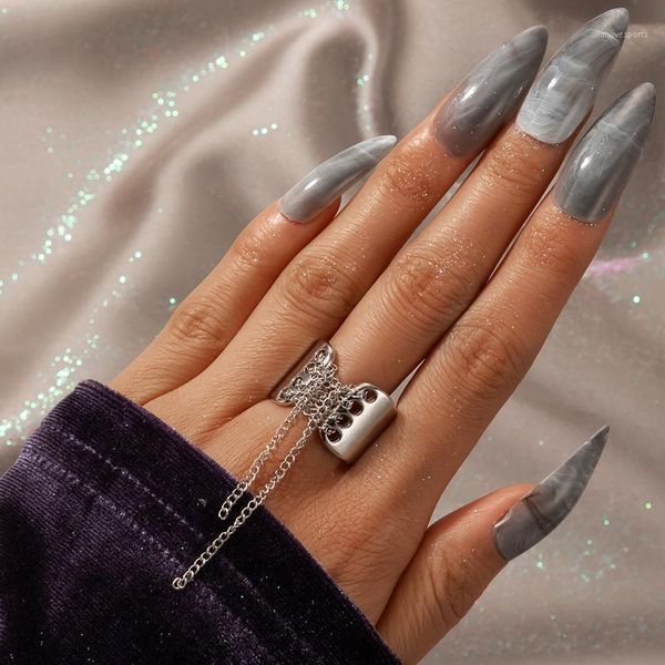 

wedding rings boho adjustable geometric joint for women men creativity silver color metal alloy ring punk party jewelry anillos1, Slivery;golden