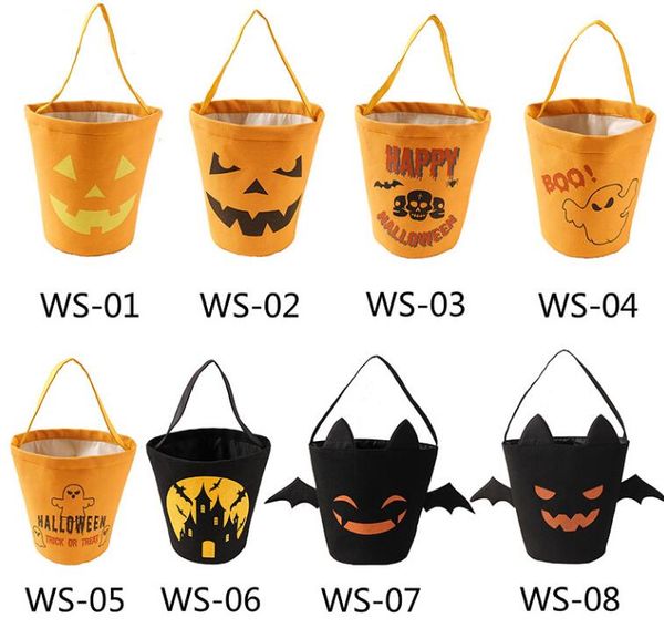 Qualidade Halloween Candy Bucket Festival Presente Wrap Favores Favores Dos Desenhos Animados Abóbora Vampiro Fantasma Bruxa Bolsas Bolsas De Lona Crianças Sacos De Armazenamento Doces