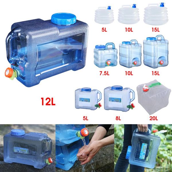 

5/7.5/8/10/12/15/20l capacity outdoor water bucket portable driving water tank container with faucet for camping picnic hiking