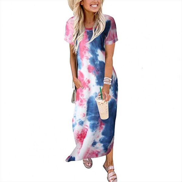

maxi printed split womens dress short sleeve round neck dating, Black;gray