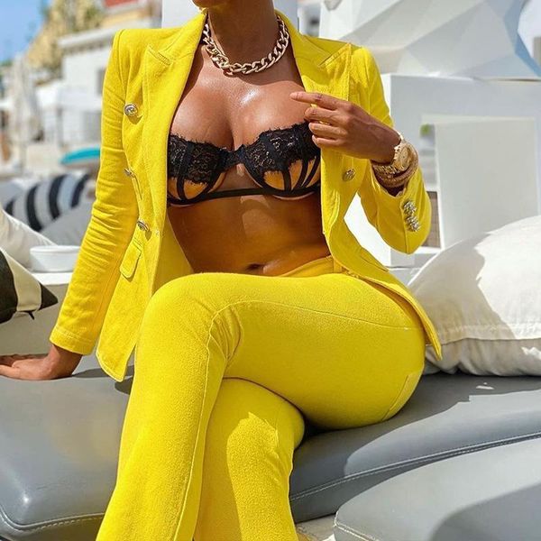 

women's suits & blazers yellow pink single button business suit women slim fit long sleeve commute casual blazer 2021 spring autumn y2k, White;black