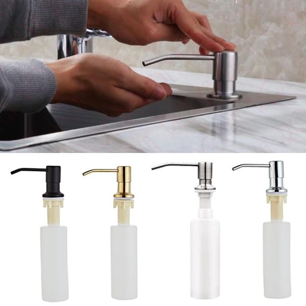 

liquid soap dispenser 1pc 300ml kitchen sink black stainless steel head bottle abs and bathroom