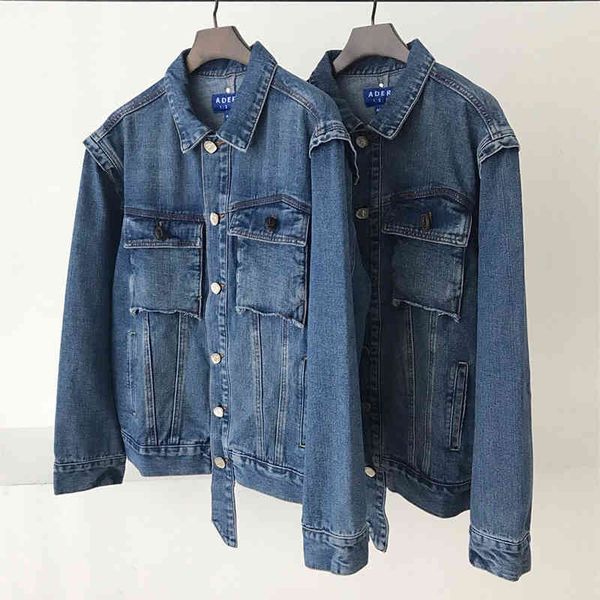 

men's hoodies & sweatshirts super thin male and female jean jackets, quality, hip-hop, ader error, 1:1, slim, jeans, Black