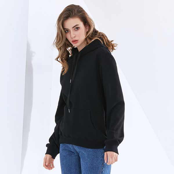 

Minimalist Casual Pullovers For Women Hooded Collar Long Sleeve Gary Solid Sweatshirts Female Fashion New Autumn, Black