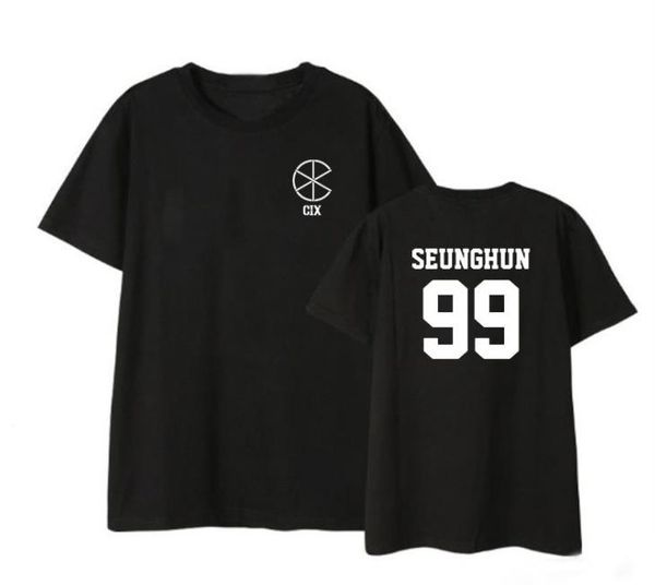 

women's t-shirt arrival kpop cix member name printing black/white t shirt for summer o neck short sleeve loose