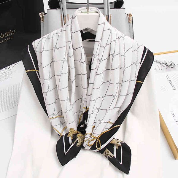 

pure scarves 88*88cm square for women 2021 100% natural silk wraps shawls neckerchief bandana women's head scarf, Blue;gray