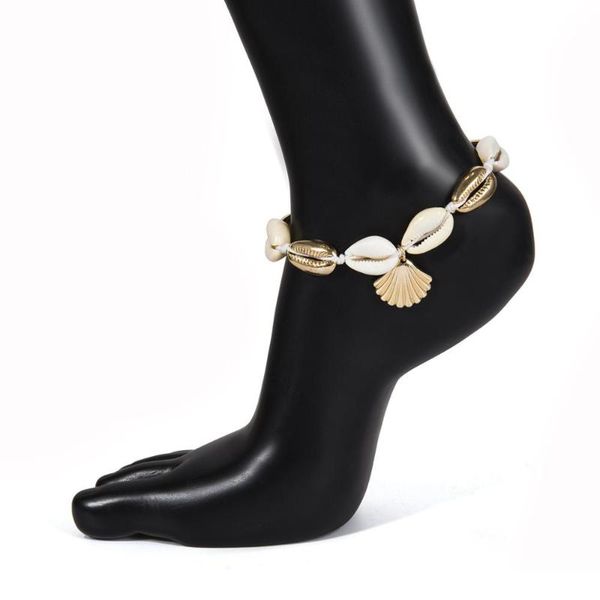 

anklets wild beach handmade woven footwear national wind shell alloy scallop anklet female, Red;blue