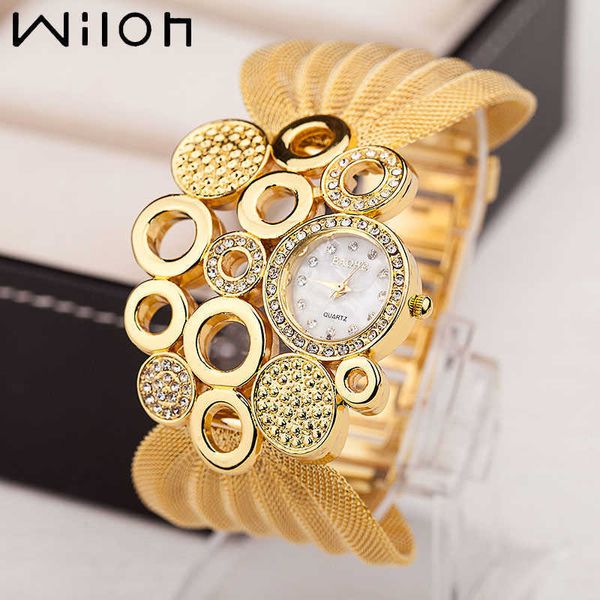 Mulheres Assista Luxo Moda Bracelete Inlaid S Mesh Watchband Senhoras Casual Quartz Relógios Vestido Relógio de Pulso 210616