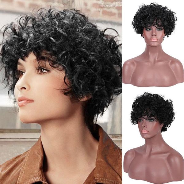 

synthetic wigs mumupi afro kinky curly short wig for women black hair brown blonde natural party pixie cut