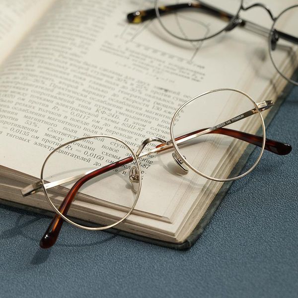 

fashion sunglasses frames pure titanium glasses frame men women vintage round optical eyeglasses myopia reading prescription clear eyewear, Black