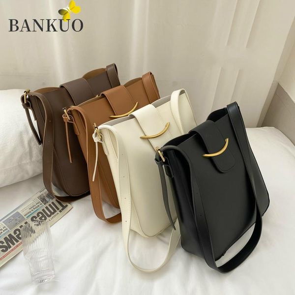 

cross body bankuo ins style all-match shoulder bag pu solid color vintage crossbody bags large capacity tote casual women's z246