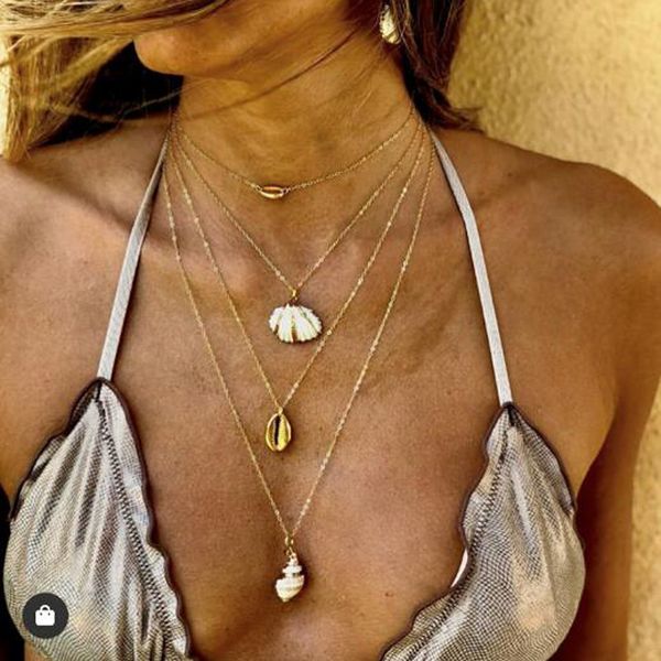 

factory wholesale new bohemian style shell conch multi layer necklace party gift