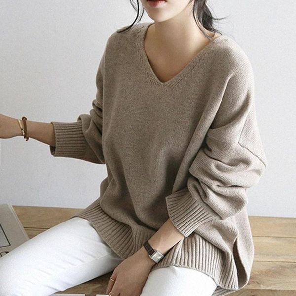 

women's sweaters 2022 autumn winter korean style v-neck womens knitted regular clothes for women warm pullovers, White;black