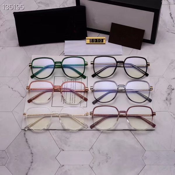

6color new lady women gu trend polygon anti-blue light mobile phone glasses flat mirror ultra light tr material frame 8910, White;black