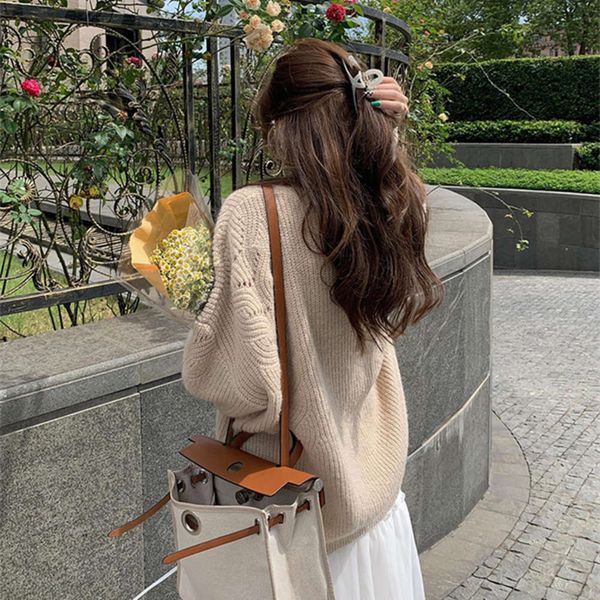 

twist knitted sweater autumn and winter loose soft waxy wind bottomed shirt blue-green long sleeved top, White;black