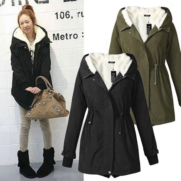 

women's trench coats coat women ladies winter jackets parka warm plus size autumn 9wt058, Tan;black