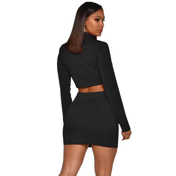 

2020 women two pieces set v neck small suit two piece set patchwork solid long sleeve skirt, White